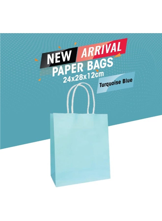 SNH Packing حقيبة حفلات ورقية كرافت من SNH مع مقبض ملتوي 25 قطعة، 24 سم × 28 سم × 12 سم، زرقاء - Image 2